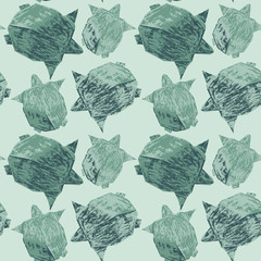 Origami creative turtles drawing illustration in wallpaper seaml