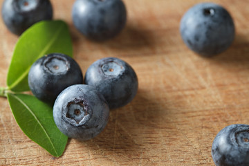 Blueberries on wooden. Blueberry contain antioxidant organic  us