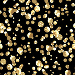 Pattern with gold glitter textured circles confetti print backgr