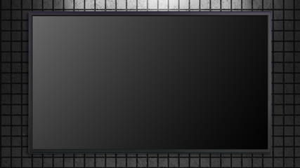 large TV display on brick with black