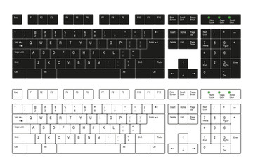 Computer keyboard white and black on a white background - obrazy, fototapety, plakaty