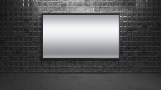 led tv display on Metal square wall