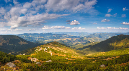 Beautiful landscape in the mountains. View from the top of  peak.