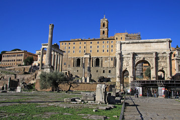 ROME, ITALY - DECEMBER 21, 2012:  Arch of Septimius Severus at the Roman Forum, Rome, Italy