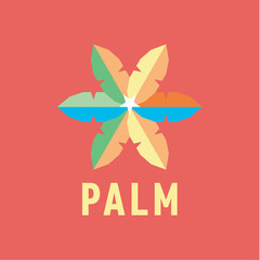 Colored Leaf Palms with slits form of stars in the flat