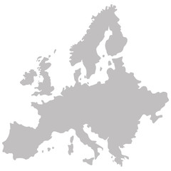 map of Europe in gray on a white background - obrazy, fototapety, plakaty