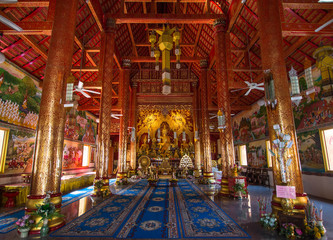 Fototapeta na wymiar Interior in Chiang Mai temple, Thailand