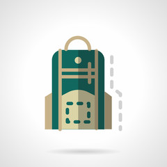 Green knapsack flat color design vector icon