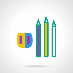 Color pencils and sharpener flat vector icon