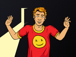 Man on drugs pop art style vector