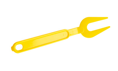 Children's plastic fork yellow color