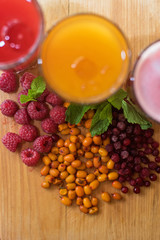 fruit drink with cranberries raspberries and sea buckthorn