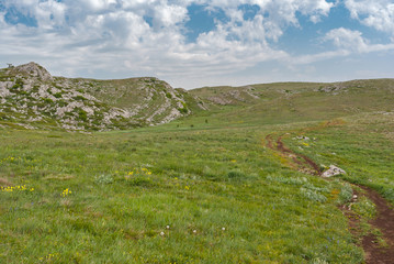 Fototapeta na wymiar Bbeautiful place for hiking - Chatyr-Dah mountainous massif on a Crimean peninsula