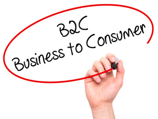 Man Hand writing B2C Business to Consumer with black marker on v