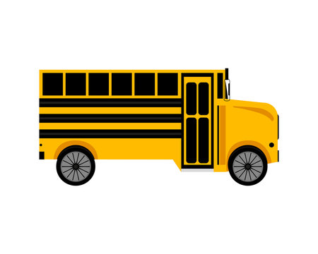 School yellow bus on white background