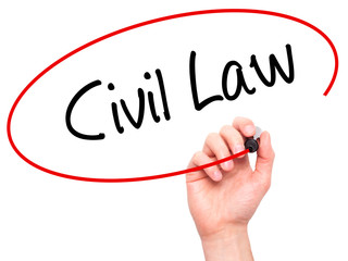 Man Hand writing Civil Law with black marker on visual screen