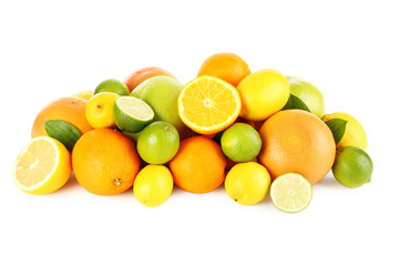 Citrus fruits on a white background