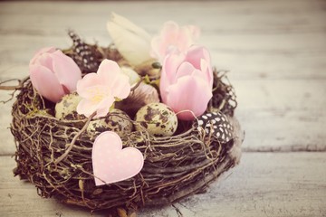 Osterkarte - Osternest - Vintage