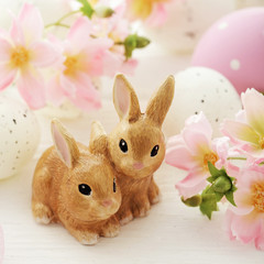 easter eggs and bunny