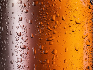 Water drops on glass of beer. Close up.