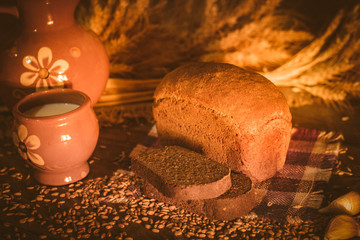 bread on the fabric texture