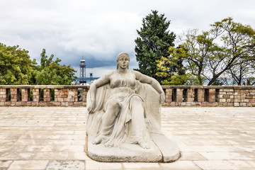 Fototapeta premium Barcelona, Spain. Sculpture of woman in Montjuic park