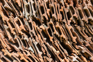 Stack of the orange roof tiles