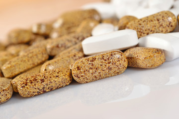 Heap of  pills close up