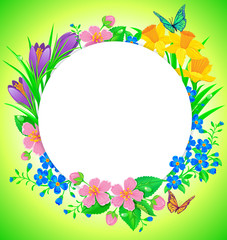 Round banner spring flower