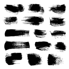 Abstract black strokes of different freeform brush isolated on a