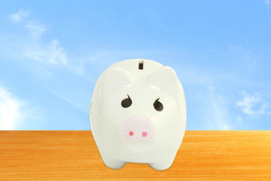 Piggy Bank on sky  background