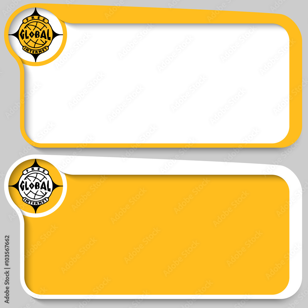 Aufkleber two text frames for your text and free internet icon