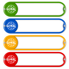 Obraz premium Four buttons for entering text with screws and global icon