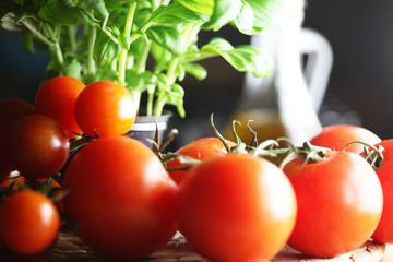 healthy food, basil, tomatoes