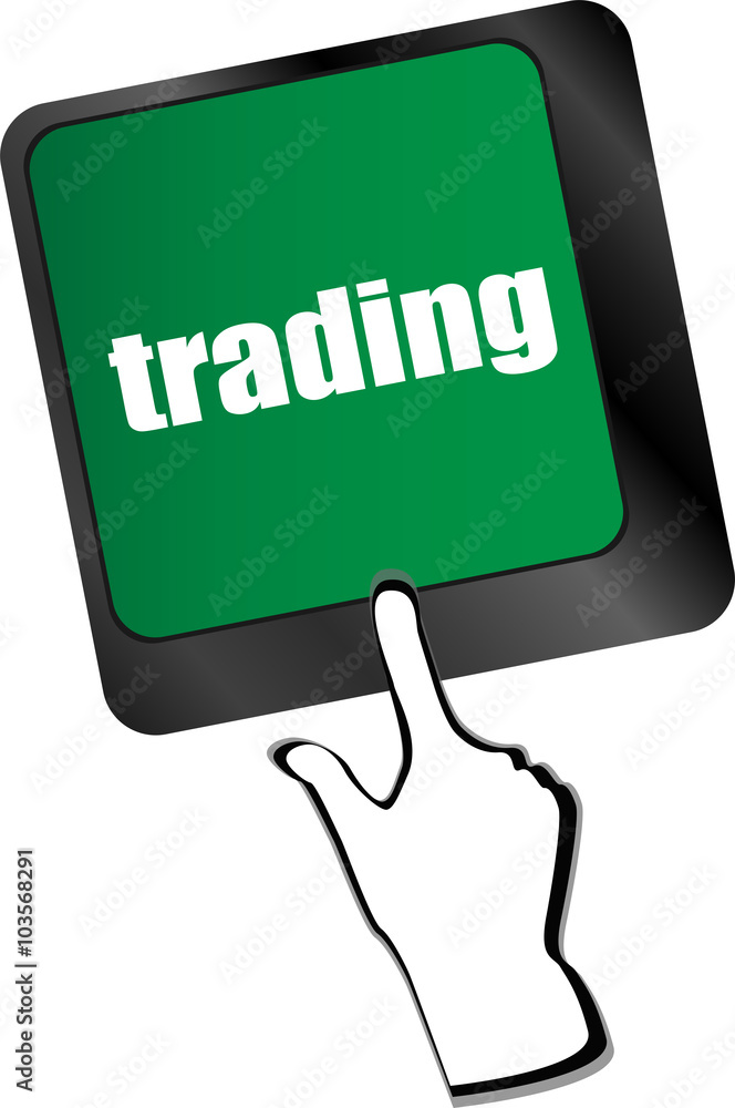 Poster business concept. button on modern computer keyboard with word trading