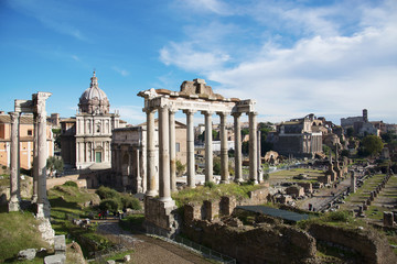 Fototapeta na wymiar Rome, Italy. One of the most famous landmarks in the world - Roman Forum.