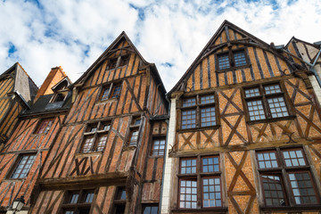 Fototapeta na wymiar Facades of half-timbered houses in Tours, France