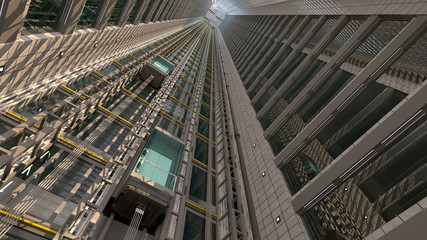 An open Elevator shaft at the business center