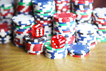 poker chips and dice