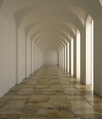 Fototapeta premium 3d rendering. Colonnade. The white classic interior