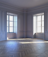 3d rendering. The white classic interior