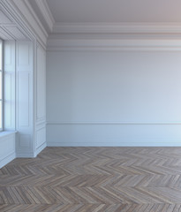 3d rendering. The white classic interior