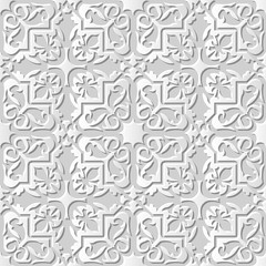 Vector damask seamless 3D paper art pattern background 066 Star Cross Kaleidoscope
