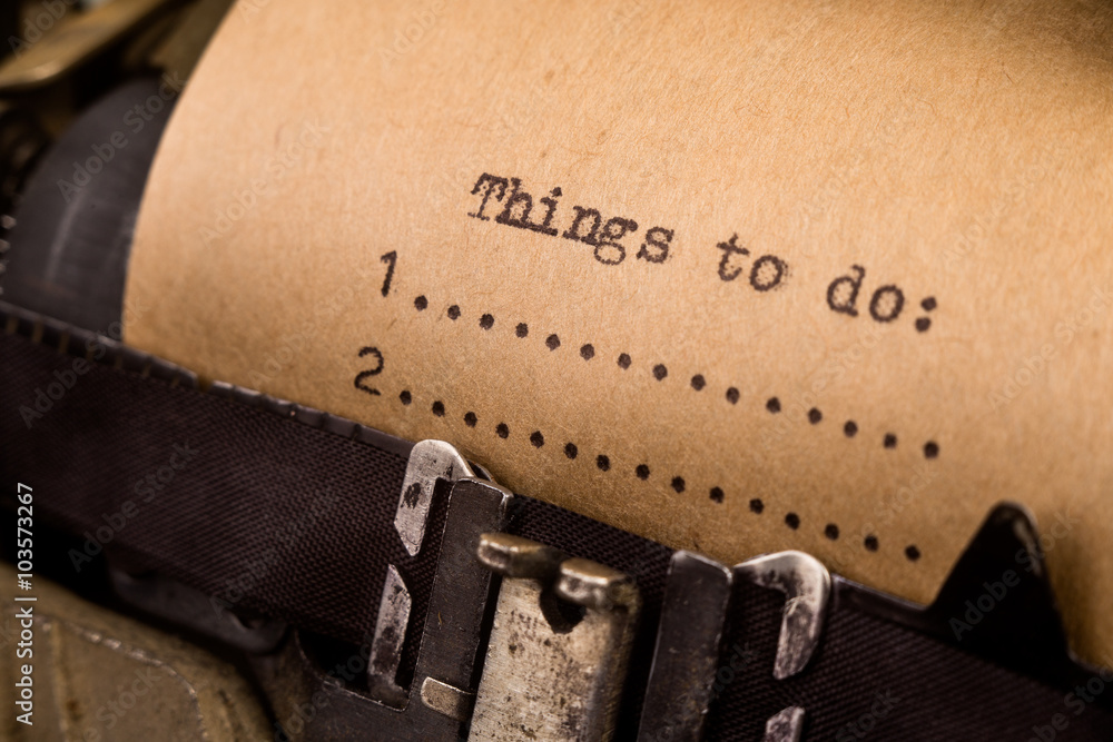 Poster to do list typed on the typewriter
