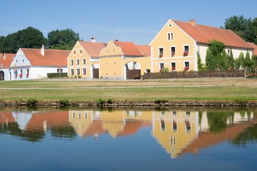 Rural decorated houses in Zabori, South Bohemia, Czech republic