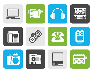 Flat electronics, media and technical equipment icons - vector icon set