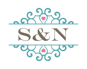 S&N initial ornament wedding logo
