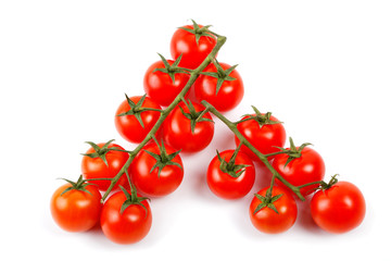 bunnch of cherry tomatoes isolated on a white background