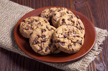 Chocolate cookies in plate