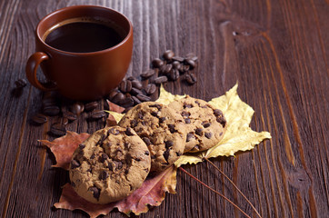 Obraz na płótnie Canvas Chocolate cookies and coffee